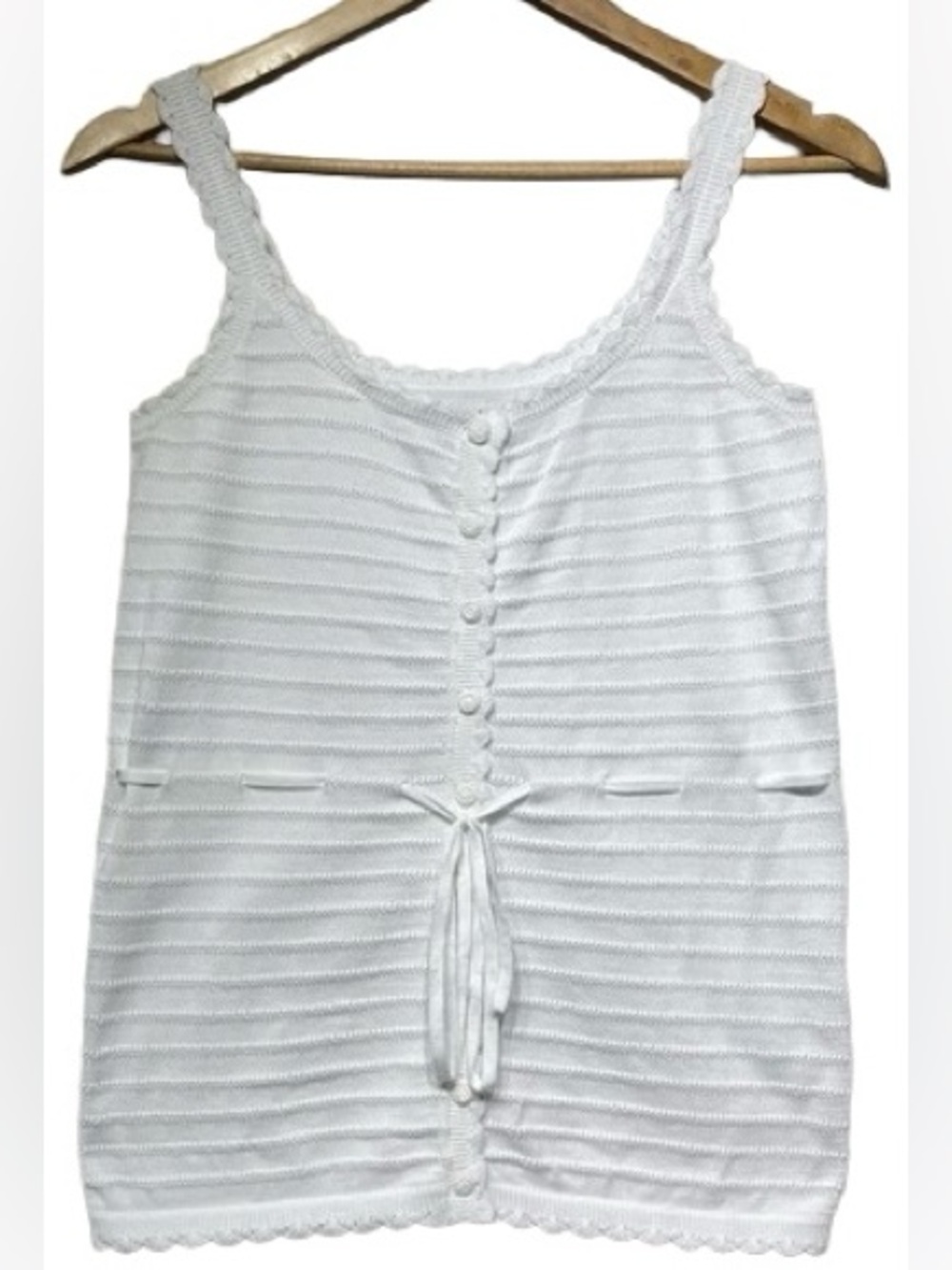 Old Navy Crochet Button Up Sweater Cami Top Tie Waist Cottagecore Y2K
